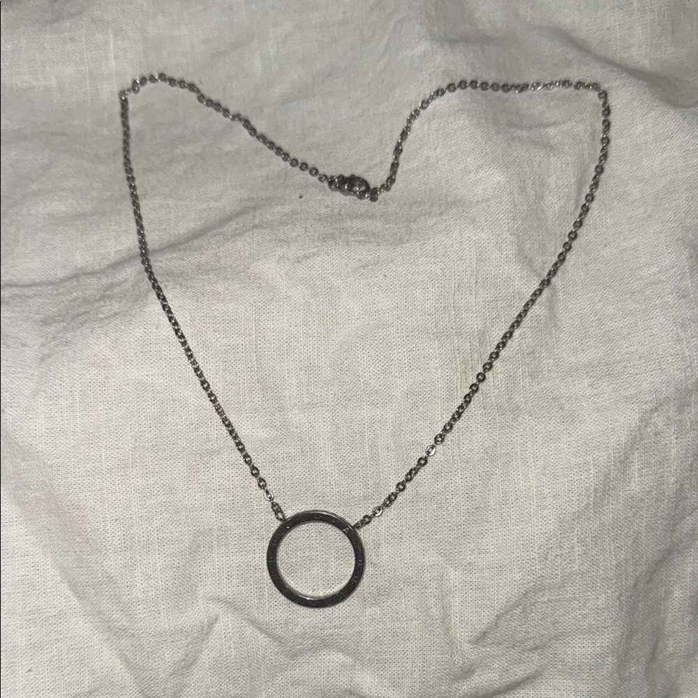 Pandora Elegant Silver Circle Pendant Necklace